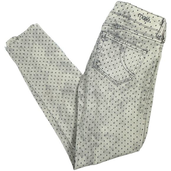 Maje grey mid-rise polka dot skinny women's jeans faded casual retro size medium - Picture 2 of 6